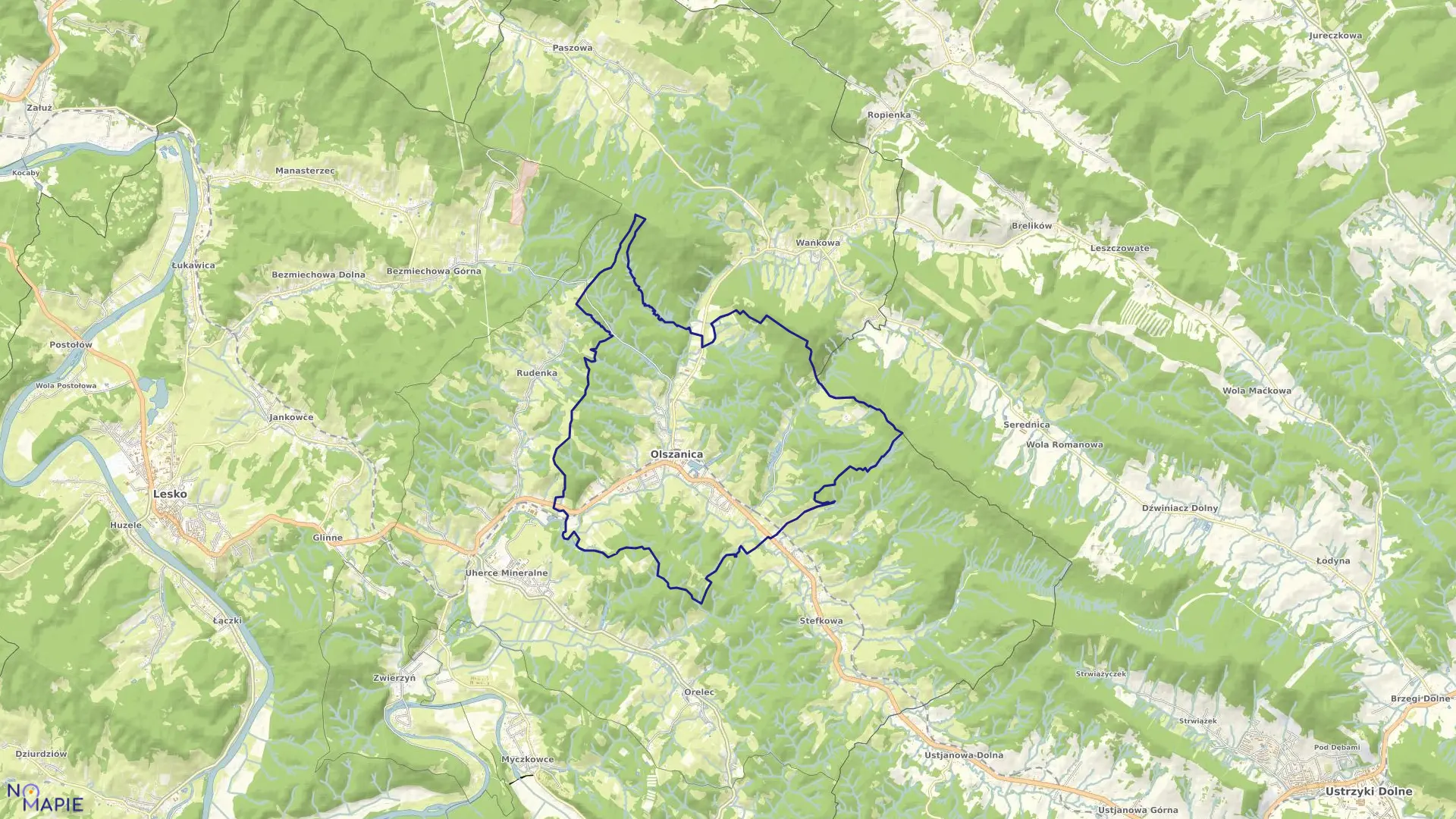 Mapa obrębu OLSZANICA w gminie Olszanica