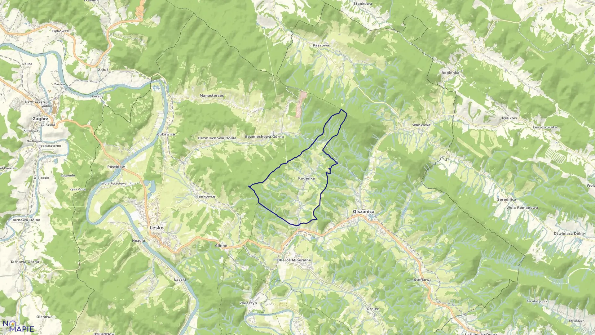 Mapa obrębu RUDENKA w gminie Olszanica