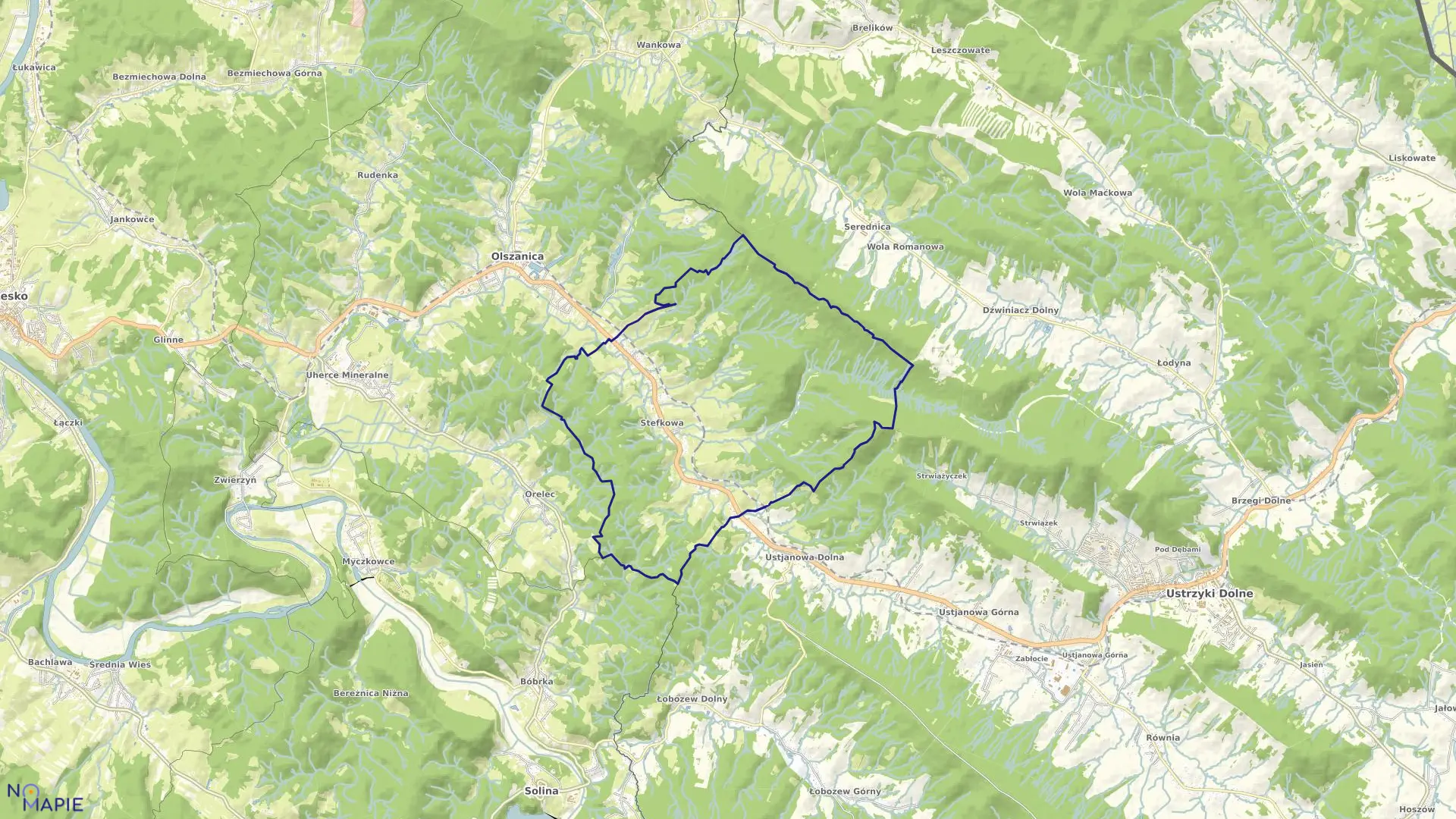 Mapa obrębu STEFKOWA w gminie Olszanica