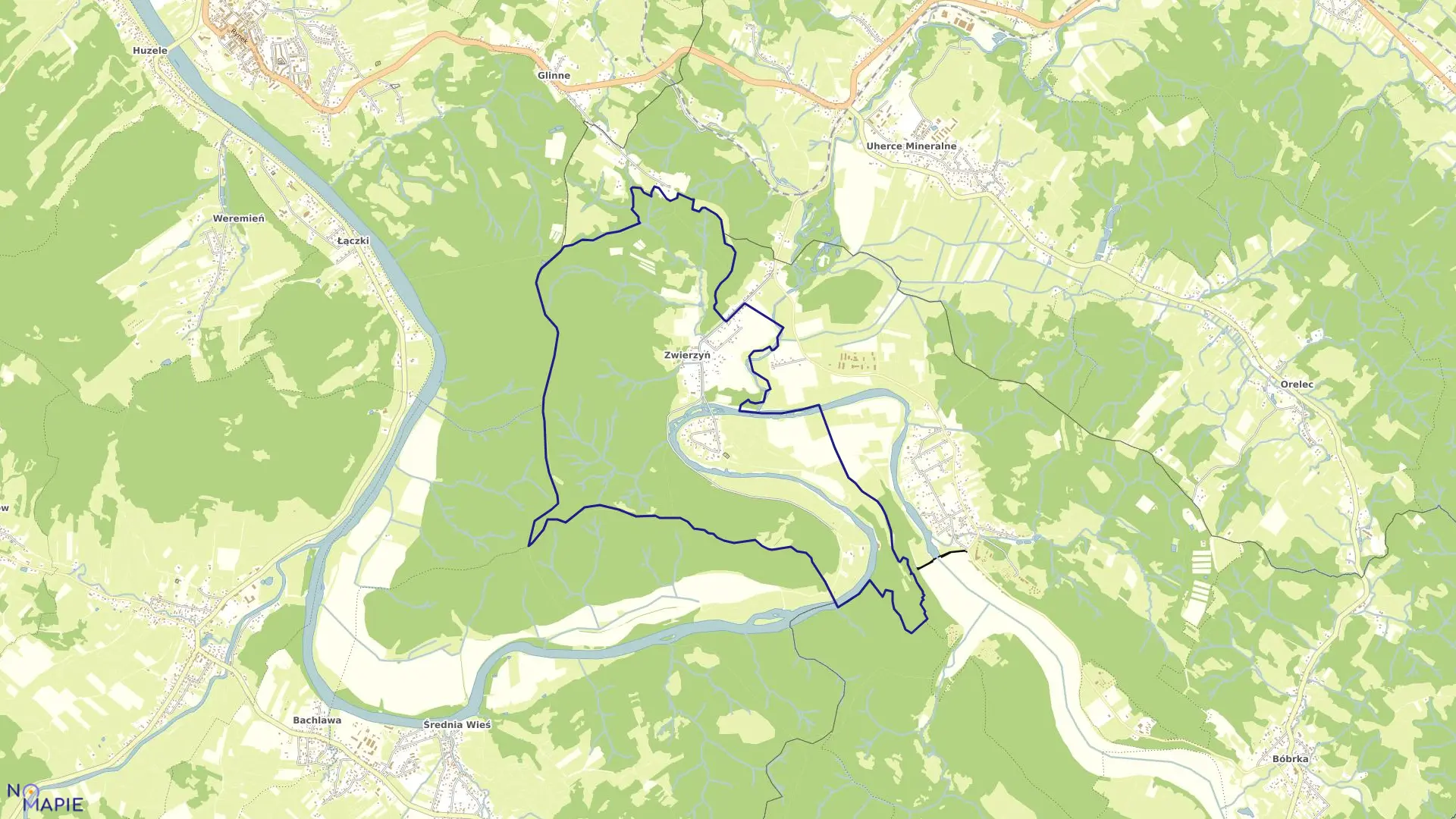 Mapa obrębu ZWIERZYŃ w gminie Olszanica